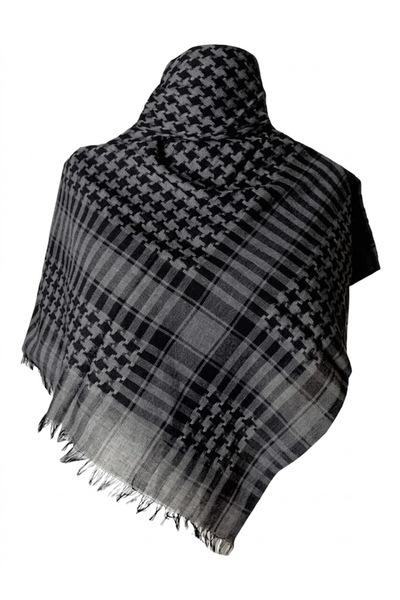 Belifanti Collection Cotton Puffy Gray Authentic Kefiye Shawl Large Size