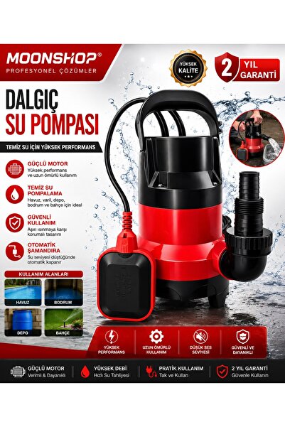 MOONSHOP 750W Dalgıç Su Pompası Otomatik Şamandıralı Temiz Su Tahliye Pompası...