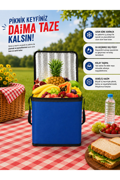 BEST CONCEPT Mavi Termal Yalıtımlı Sıcak ve Soğuk Korumalı Kamp ve Piknik Ter...