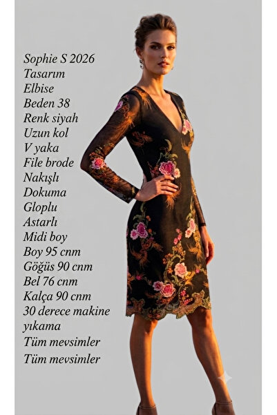 Sophie File Brode Nakışlı Elbise Tasarım