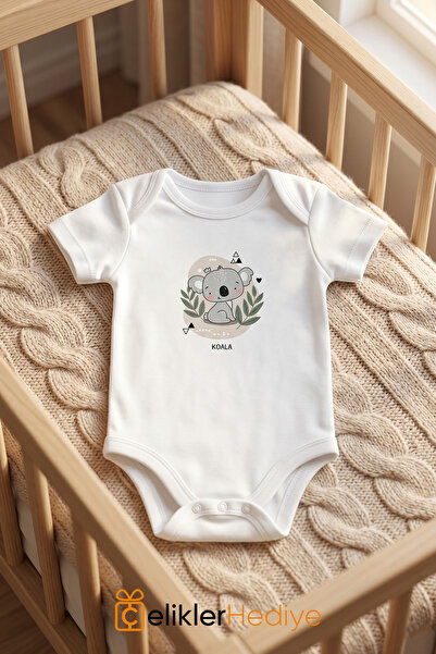 ÇELİKLER HEDİYE Koala Printed Baby Bodysuit 100% Cotton Unisex Bodysuit
