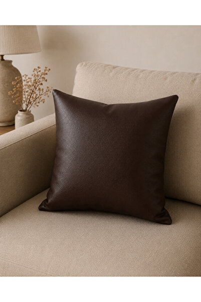NURHAN HOME COLLECTION Mocha Deri Kırlent Kılıfı - Deri Kumaş Tekli Dekoratif Kırlent Kılıfı