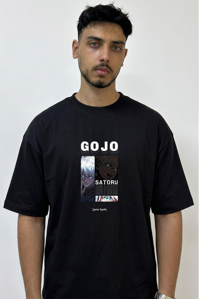 Anetos Gojo Satoru_35 Design Printed Oversize Black T-Shirt