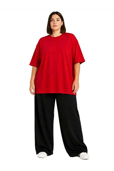 Espina Premium Women's Basic Oversize Large Size Short Sleeve T-Shirt