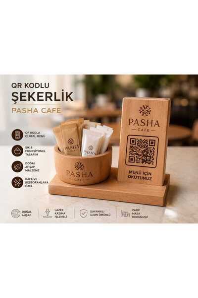 ahşap Kafe Restoran Pastane için Masaüstü Karekod QR Kod Menü Stand