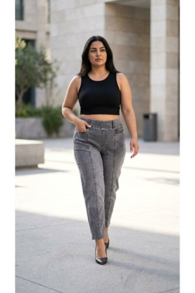 ZANESSİ FASHION Pantaloni de damă din denim Lycra, cu talie elastică, buzunar...