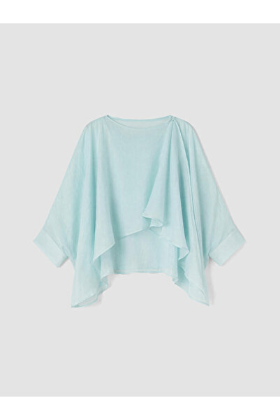 LC Waikiki Rmz Gi̇yi̇m Farkiyla Wide Roba Collar Ruffled Asymmetrical Cut Blouse