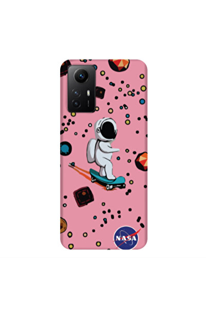 Other Xiaomi Redmi Note 12s Astronaut with skateboard Pink Colored Silicone T...