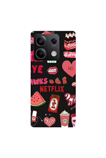 Other Xiaomi Redmi Note 13 5G pizza is my valentine Black Colored Silicone TP...