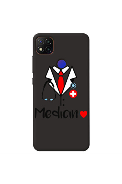 Other Xiaomi Redmi 9c Medicin Black Colored Silicone TPU Θήκη