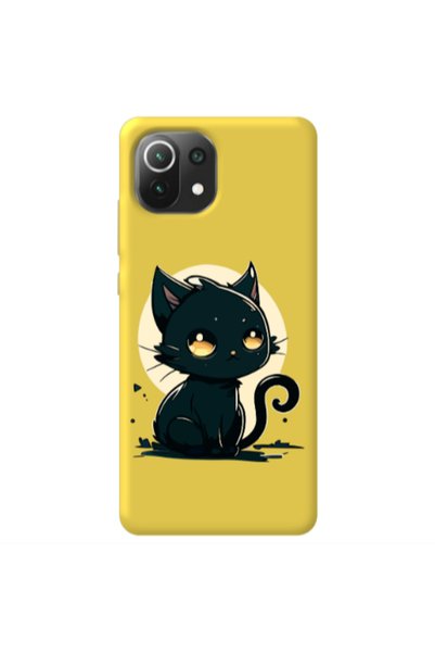 Other Xiaomi Mi 11 Lite Black Cat Yellow Colored Silicone TPU Θήκη