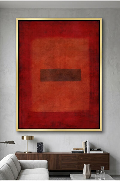 Jasmine Art Abstract Red Color Field Geometric Wall Art | Framed Canvas Print...