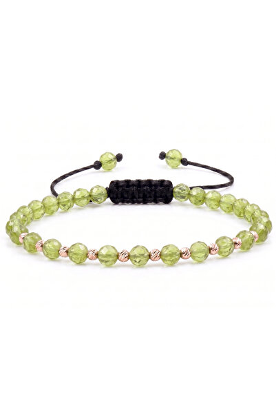 MANAVA Bratara cu 10 bile de Aur 14k si Peridot