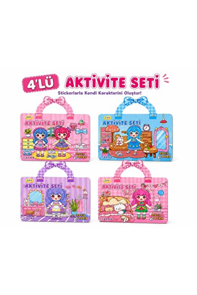 PeriMila Sevimli Karakter Giydirme Aktivite Seti 4'lü - Çantalı Sticker Kitab...