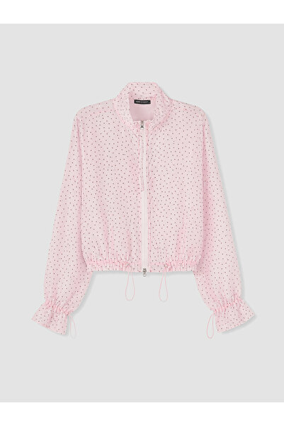 LC Waikiki Özmarka New Season Stand Collar Polka Dot Gathered Women's Tunic