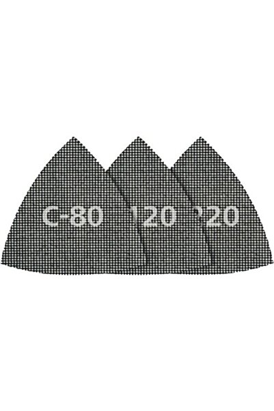 OEM Set foi tip plasă triunghi Wolfcraft 95mm, granulații 80, 120 și 220, 5 b...
