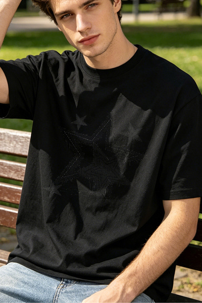 Fleck Casual Style T Shirts For Men Star Pattern Personalized Shirts
