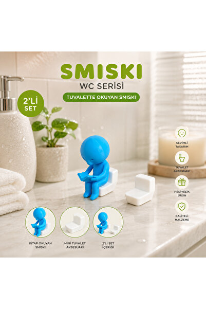 SilkRoute Smiski 2li Figür Seti , Banyo Serisi Kitap Okuyan Sonny Angels Mofu...