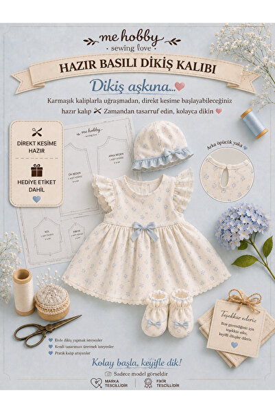 DAISY-BONE-ŞAPKA-KOL-FRFR-BEBEK-ELBİSE-KALIBI