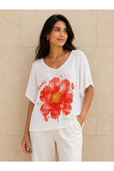 AGORATEKSTİL Women's New Season Digital Mercerized Blouse 40-46