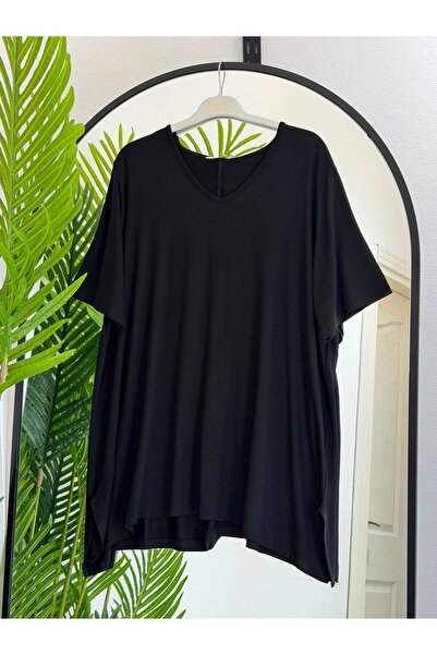 ÖZNE BUTİK Women's 100% Cotton V-Neck Short Sleeve Tunic