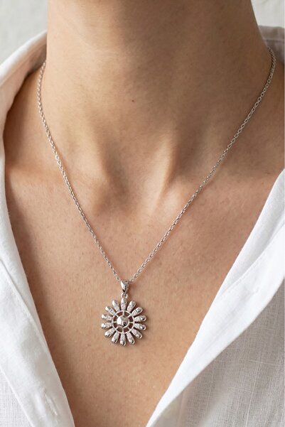 Valmont Accessories Stainless Steel Silver Color Chain Zircon Stone Daisy Mod...