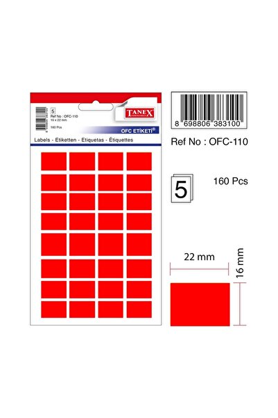 Tanex Label Ofc-110 16X22Mm Red 2 Packs of 10