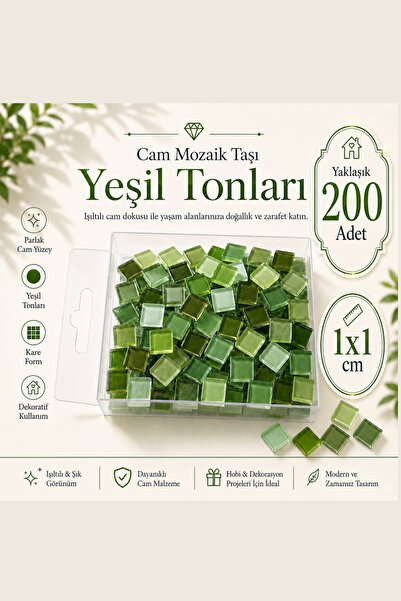 Vox Art Cam Mozaik Taşı 1*1cm 200 Adet Karışık Renkler (Yeşil)