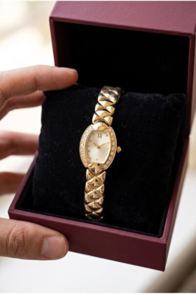 KLISHE Diana Women's Steel Watch Gold Color Stone-Studded Vintage Old Money L...