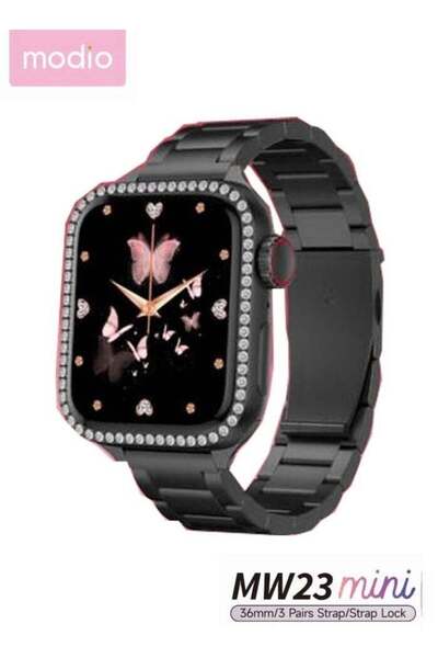 Modio Mini 36mm Smart Watch for Women – Full Touchscreen, 3 Straps, HR & Slee...