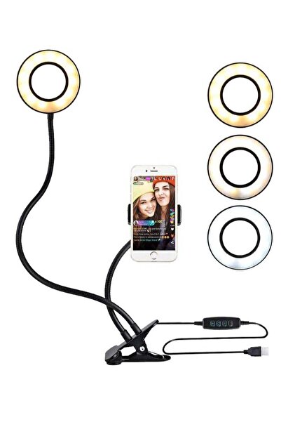 ELTRAZONE Lazy Bracket Selfie Ring Light with Phone Holder: LED Circle Light ...