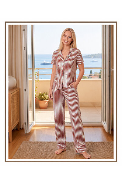 RADU Printed and Striped Pajama Set