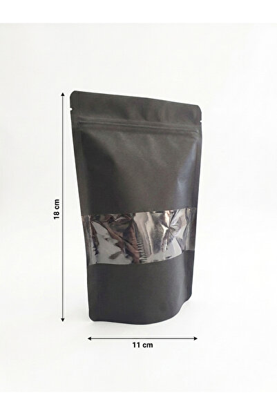 DOYPACK 11x18.5cm siyah pencereli kilitli torba (100ADET)