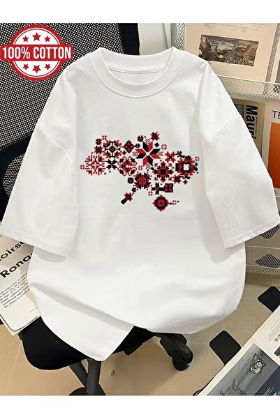 AEMİ Unisex majica sa širokim izrezom i motivom na printu