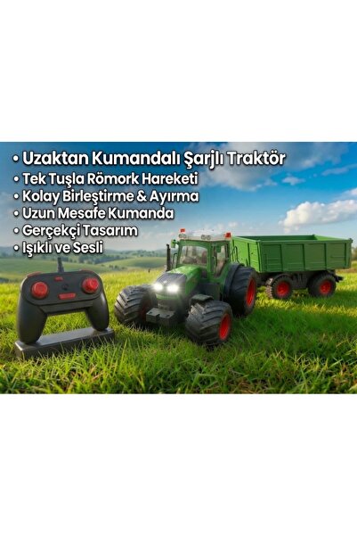 egomoni Uzaktan kumandalı şarjlı full fonksiyon römorku hareketli traktör 2.4ghz