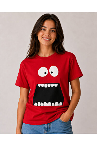 VODEXA Unisex Oversize T-Shirt Open Mouth Printed 100% Cotton T-Shirt Comfort...