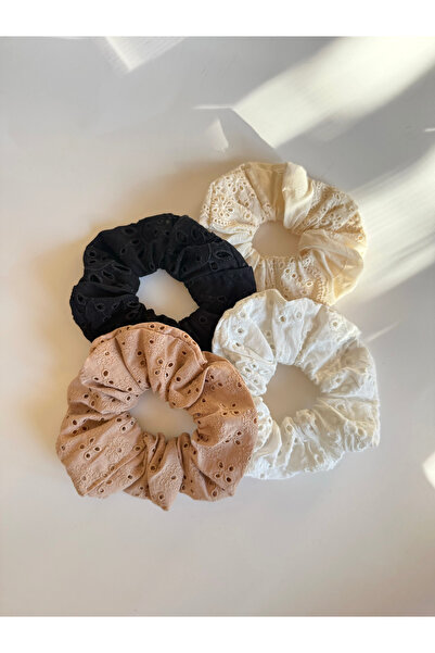 EL YAPIMI Fisto Kumaş Bohem/Vintage Tarz Scrunchie Lastikli / Simit Toka (Tek...