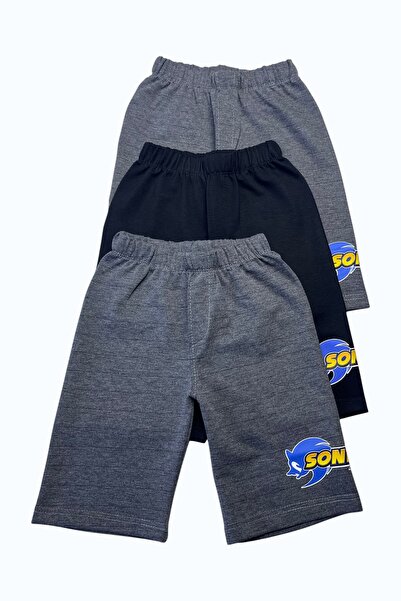 Minik Motion Children's Boys Combed Cotton Capri Sweatpants Printed Set of 3