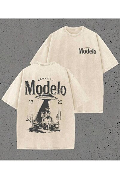 Toum Modelo Printed Washable Vintage Unisex Oversize T-Shirt