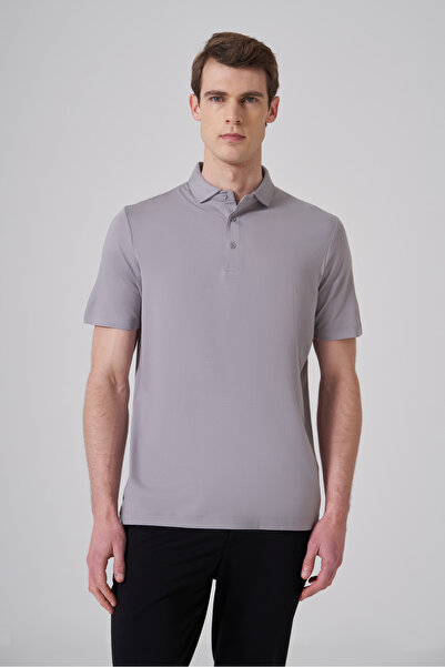 Morven Men's Gray Trend Polo Collar Rayon Dynamic Fit Tshirt