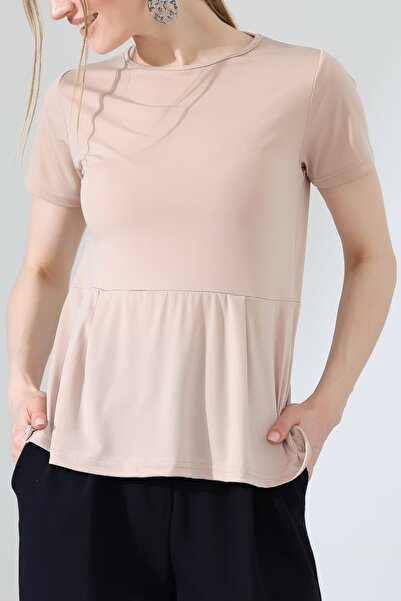 Sabr Sandy Fabric Short Sleeve Flounce Women's Blouse