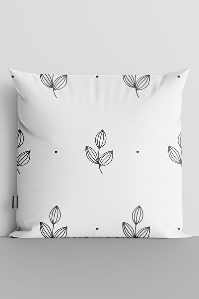 TicaretJet Black Flowers Double Sided Digital Printed Throw Pillow Cover