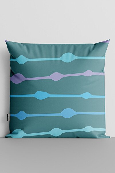 TicaretJet Colorful Lines And Dots Double Sided Digital Printed Pillow Throw ...