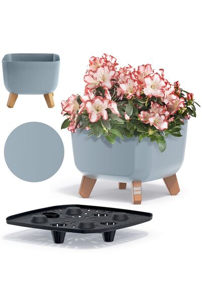 EDANTI Jardinieră decorativă de grădină 24 cm pe picioare decorative gri