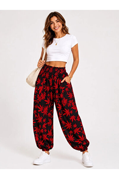 OEM Pantaloni de damă, stil salwar, buzunare laterale, talie elastică