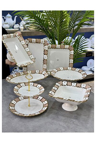 Doğudeko Cleef Porcelain 7 Piece Serving Presentation Set
