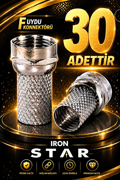 IRONSTAR 30 ADET F uydu konnektörü / RG6 F konnektör / çanak anten bağlantı /...
