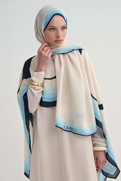carell Monogram Loog Floş Shawl Blue