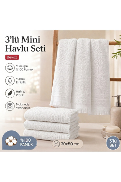 Vivesta Home Set de 3 mini prosoape 30x50 cm Prosoape de bumbac Prosoape de b...