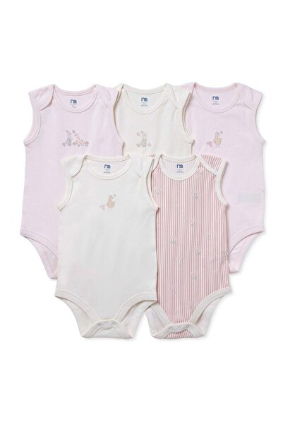 MOTHERCARE Kız Bebek 5li Body Hayvan Baskılı Çıtçıtlı Zarf Yaka Long Sleeve